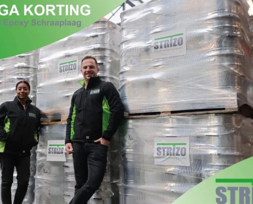 Strizo personeel bij pallets met ep410 epoxy schraaplaag - Strizo